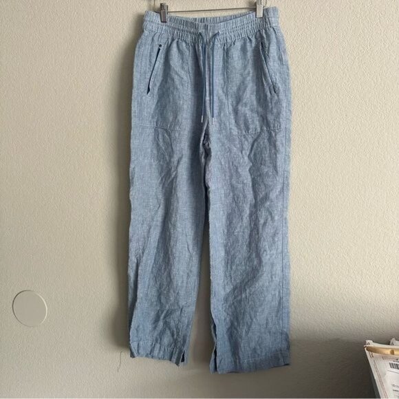 Athleta 6 Retreat Wide Leg Linen Pant in Chambray Blue - Picture 2 of 10